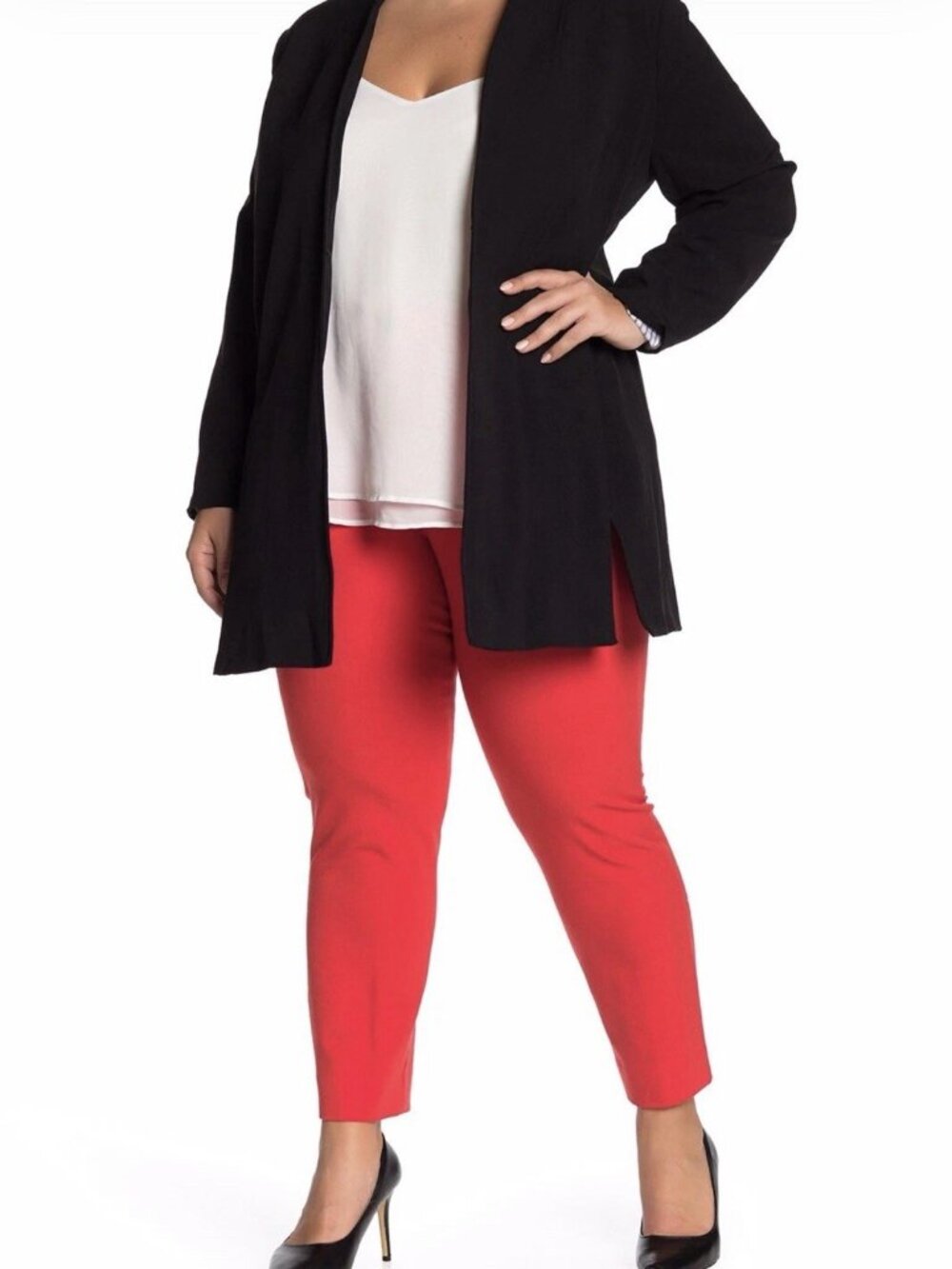 NEW T Tahari Open Front Blazer Jacket - Black Plus 20W Flattering Slits $118